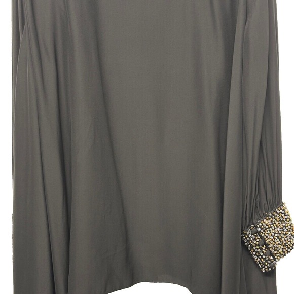 $920 Gomez Gracia‎ London Crystal Cuff Sz 12 Oversized Shirt Shark Hem 100% Silk - Picture 7 of 11